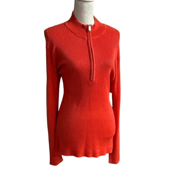 Boston Proper Soft Ribbed Half Zip Up Sweater Blouse Tunic NWT - XL - Picture 16 of 16